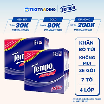 Combo 2 Lốc Khăn Giấy Bỏ Túi Tempo Petit (Lốc 18 Gói) - Không Mùi