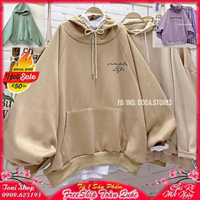 ÁO HOODIE - ÁO KHOÁC NỈ NGOẠI Form Dơi Tay Phồng (HD2360 - Simple Style - Ảnh Thậ)