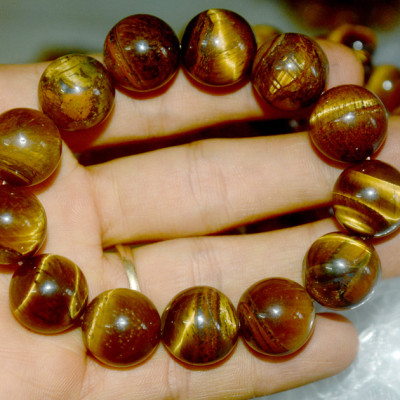 Vòng tay chuỗi đá mắt hổ nâu vàng-Nhiều cỡ ly