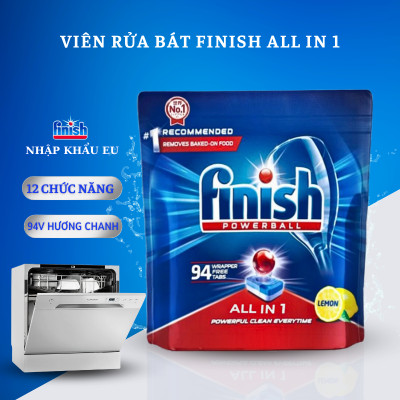 Viên rửa bát Finish All In 1 Max 80 viên/ Túi, Hương Chanh - Nhập khẩu Châu Âu.