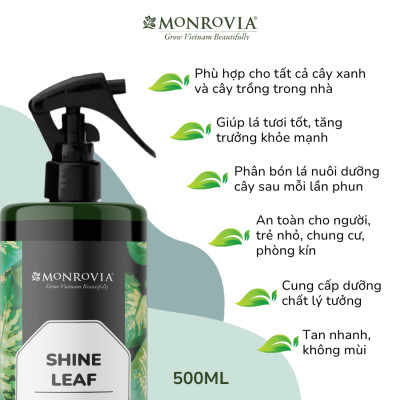 Phân bón hữu cơ BÓNG LÁ MONROVIA pha sẵn giúp lá cây khỏe mạnh, xanh bóng, dành cho cây trồng dung tích 500ml