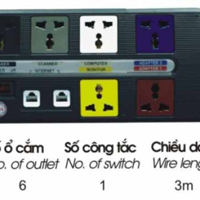 Ổ Cắm Đa Năng LIOA 6OFFICE 3 (Dây 3m)