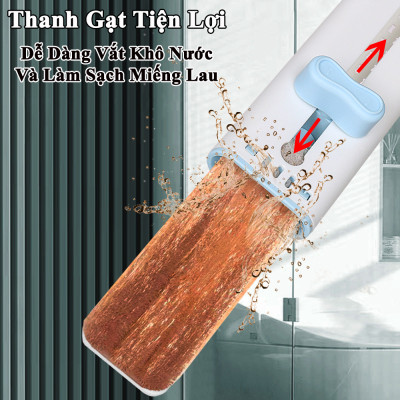 Cây Lau Tự Vắt Mini KUNBE Đa Năng Vệ Sinh Kính, Bếp, Gạt Nước Với Bông Lau Thấm Hút Tiện Lợi
