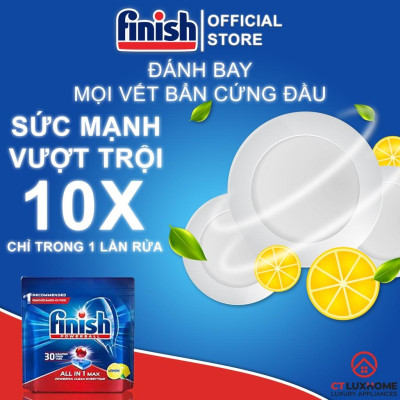 Viên rửa chén bát Finish All in one max 24 viên túi nhỏ ít viên 10 chức năng