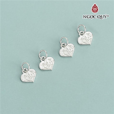 Charm bạc hình trái tim họa tiết hoa văn treo - Ngọc Quý Gemstones