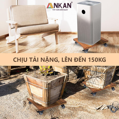Đế Lót Chậu Cây Có Bánh Xe CỠ LỚN Vuông 50cm, Làm Giá Đỡ Kệ Hoa Cây Cảnh, Màu Vàng Nắng, Chịu Tải 150Kg