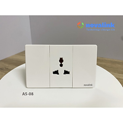 Ổ cắm điện 3 chấu đa năng A5-20 Novalink chính hãng, mặt chống cháy, lõi đồng nguyên chất. Có xuất hóa đơn VAT