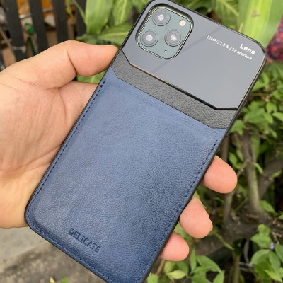 Ốp lưng da kính cao cấp dành cho iPhone 11 Pro - Màu xanh - Hàng nhập khẩu - DELICATE