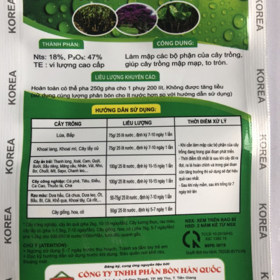 10 GÓI PHÂN BÓN Ú NU NP 18- 47 -0 LỚN , MẬP NỤ , MẬP THÂN, MẬP MẦM , TO GỐC