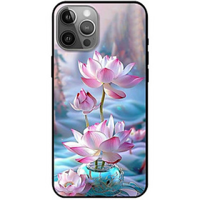 Ốp lưng cho iPhone 12 - iPhone 12 Pro - 12 Pro Max - 13 Mini - iPhone 13 - 13 Pro - 13 Pro Max - Sen Hồng Bình Xanh - Hàng Chính Hãng