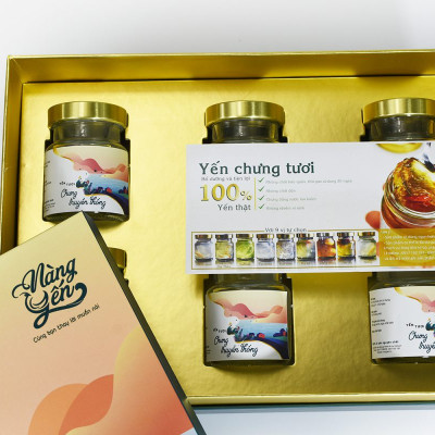 Yến Sào Nàng Yến | Set Lục Bảo 6 hũ*70ml vị truyền thống, 100% Nguyên Chất Yến Chưng Thượng Hạng, Bộ Quà Tặng Chăm Sóc Sức Khỏe