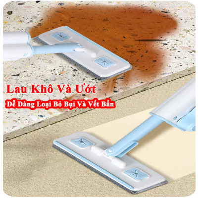 Cây Lau Tự Vắt Mini KUNBE Đa Năng Vệ Sinh Kính, Bếp, Gạt Nước Với Bông Lau Thấm Hút Tiện Lợi