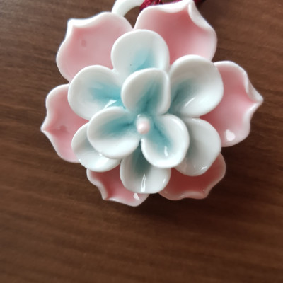 Vòng cổ gốm Vintage hoa 3D thời trang VGOM35