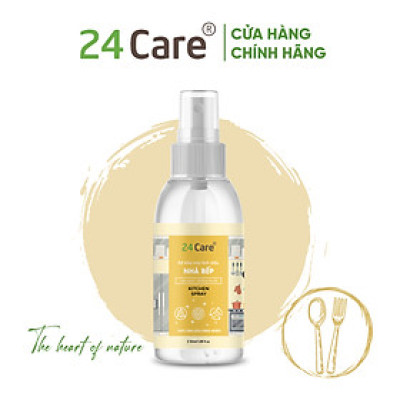 Xịt nhà bếp tinh dầu 24CARE 50ml/100ml/250ml - Xịt lau chùi bếp, bề mặt bị dính bẩn, diệt bề mặt dính vi khuẩn, không khí chứa vi khuẩn.