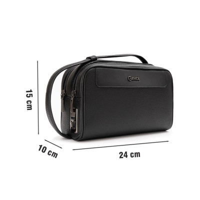 Clutch cầm tay Gence da bò vân Togo khóa vân tay RB10