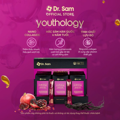Dr. Sam youthology bổ sung năng lượng tươi trẻ mỗi ngày với hắc sâm Hàn Quốc, nano collagen, tinh chất lựu - 30 góix10ml
