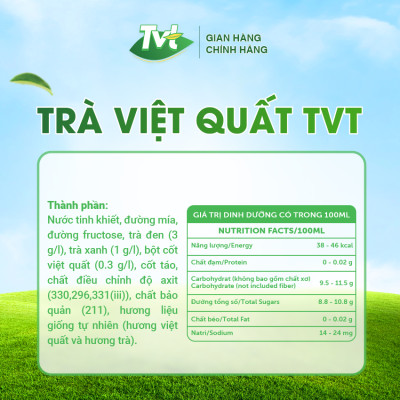 [Thùng 24 chai 450ml] Trà Việt Quất TVT tinh chất Việt Quất và Trà xanh, chống oxy hóa, thanh nhiệt giải phóng độc tố cơ thể