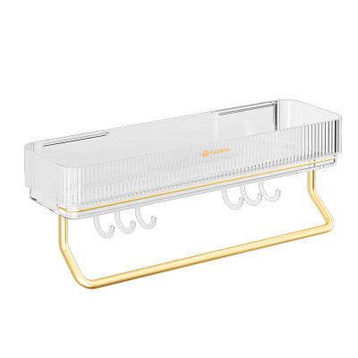 Kệ Dán Tường Đựng Vật Dụng Nhà Tắm , Nhà Bếp Có Thanh Treo Khăn Và Móc Dán Treo Đồ Tiện Lợi - Hàng chính hãng (Giao màu ngẫu nhiên)