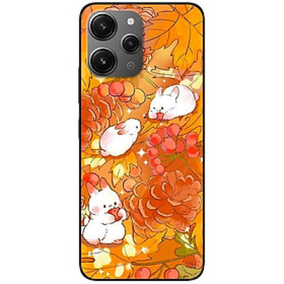 Ốp lưng cho Xiaomi Redmi 12 4G - Redmi Note 12 4G - Redmi Note 12 Pro 4G - 12 Pro 5G - Thỏ Nền Cam - Hàng Chính Hãng