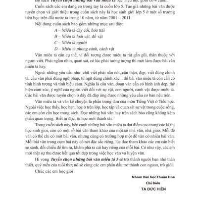 Tuyển Chọn Những Bài Văn Miêu Tả 5 _ML