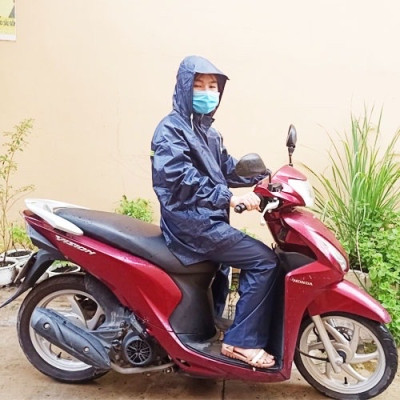 Áo mưa bộ vải dù cao cấp  có túi đựng , dày , nhỏ gọn tiện lợi siêu bền ,  chống thấm  dùng cho nam  và  nữ   size  2XL  dưới  65KG 