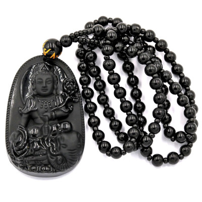 Vòng cổ Phổ hiền bồ tát thạch anh đen 6 cm MDS2