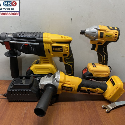 Bộ Combo 3 Máy Gồm Máy Khoan Đục Bê Tông, Máy Mài Và Máy Chuyên Vít Dùng Pin 199V 15 Cell, Máy Khoan Đục Bê Tông, Máy Cắt Cầm Tay - Bảo Hành 1 Năm