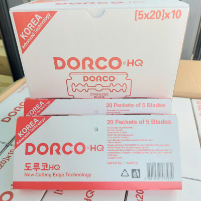 Vỉ 100 hộp lưỡi lam Dorco HQ màu đỏ ( Dao lam Dorco Đỏ)