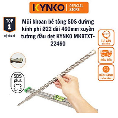 Phi Ø 22 dài 460MM mũi khoan bê tông SDS xuyên tường đầu dẹt 2 cạnh KYNKO MKBTXT-22460
