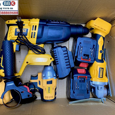 Bộ Combo 3 Máy Gồm Máy Khoan Đục Bê Tông, Máy Mài Và Máy Chuyên Vít Dùng Pin 199V 15 Cell, Máy Khoan Đục Bê Tông, Máy Cắt Cầm Tay - Bảo Hành 1 Năm