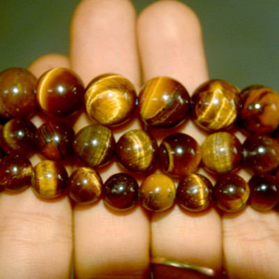 Vòng tay chuỗi đá mắt hổ nâu vàng-Nhiều cỡ ly