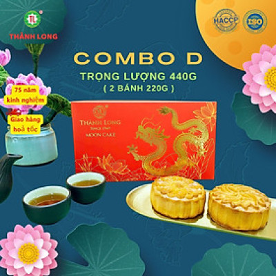 HỘP BÁNH TRUNG THU 2 BÁNH 2 TRỨNG 220G  - COMBO D - THÀNH LONG 440G - VIỆT NAM