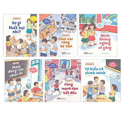 Combo 6 cuốn "Chào cấp một" (Cùng mạnh dạn bắt đầu, Mình dũng cảm nhận lỗi, Tớ hiểu rõ chính mình, Tớ hiểu rõ chính mình, Sợ gì thất bại nhỉ, Mình không ngừng cố gắng, Chơi vui cùng bè bạn)