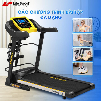 Máy Chạy Bộ Lifesport LS-4000 Plus, Máy Chạy Bộ Có Thảm Chạy Rộng Khả Năng Giảm Sóc Tuyệt Vời, Có Thế Tự Nâng Dốc