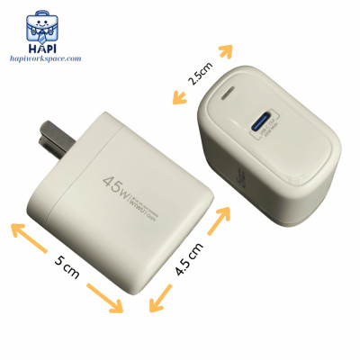 Củ sạc nhanh GaN hàng chính hãng WiWU ARK 45W Type C Wi-U035: Chân gập, chuẩn PD, PPS, sạc nhanh điện thoại, laptop