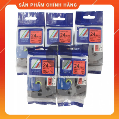 Nhãn In đa lớp Tz2-451 - Đen nền đỏ 24mm x 8m - Hàng nhập khẩu