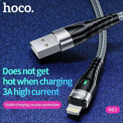 Cáp Sạc Nhanh Hoco Me3 3A Cổng Lightning Cho Iphone Có Đèn Led