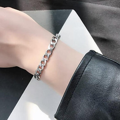 Lắc tay nam nữ cao cấp đẹp sang trọng titan kiểu lặc đơn trangsucpt kích cỡ 9mm màu trắng PTLTNA76