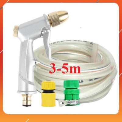 ️Evoucher Bộ dây vòi xịt nước rửa xe, tưới cây , tăng áp 3 lần, loại 3m, 5m 206701Rđầu đồng, cút+  túi đựng bút