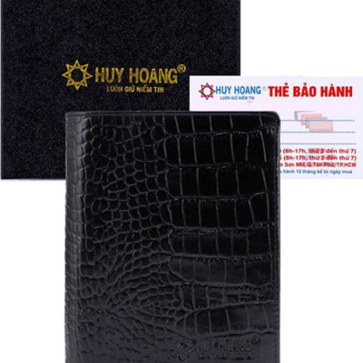 Ví Nam Vân Cá Sấu Kiểu Đứng Huy Hoàng HT2120 (12.5 x 10 cm) - Đen