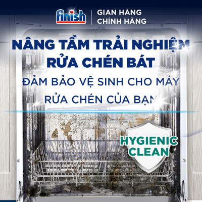 Combo Finish nâng cao 3:Viên Rửa Chén Bát Finish Powerball Quantum 64 viên + Nước làm bóng 500ml + Dung dịch vệ sinh máy