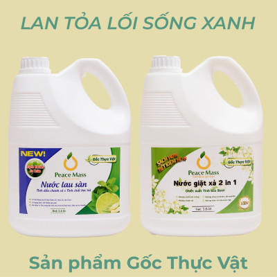Combo Sản Phẩm Gốc Thực Vật NGB4 Peace Mass Nước Giặt Xả 2 in 1 3.6 l + Nước Lau Sàn TD Chanh Sả -Bạc Hà 3.6l (Thuộc nhóm Sản phẩm Lành tính /  Sinh học)