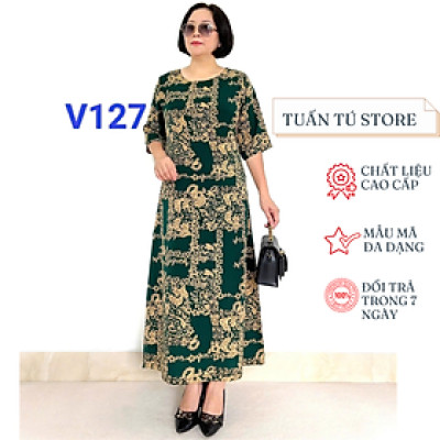 Váy Trung Niên Cho Mẹ Chất Liệu Lụa Tuyết Thiết Kế Thời Trang Sành Điệu Phù Hợp Cho Mẹ Đi Chơi Đi Tiệc - Tuấn Tú Store