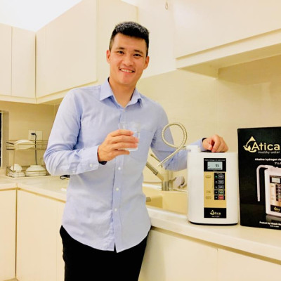 Máy lọc nước ion kiềm giàu hydro Atica Eco - Hàng chính hãng sản xuất bởi tập đoàn Hitachi Maxell Nhật Bản sử dụng công nghệ điện phân 2 lần làm giàu hydro trong nước tốt cho sức khỏe