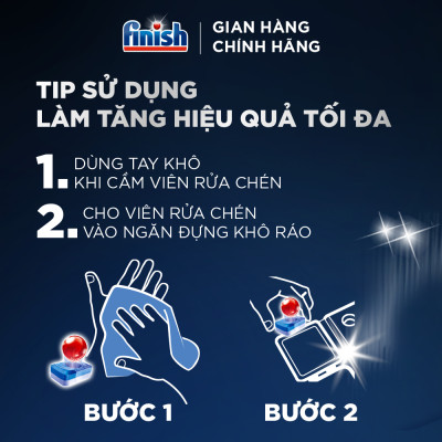 Viên Rửa Chén Bát Hương Chanh Finish Powerball Power Essential Lemon Sparkle - Túi 100 viên siêu tiết kiệm - 1 Túi