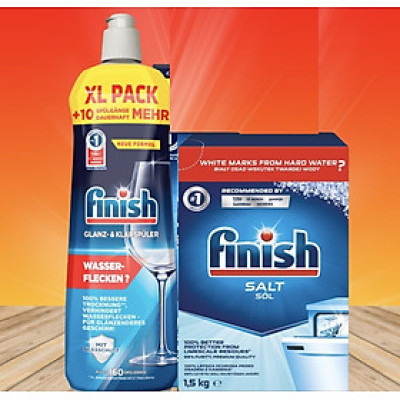 Combo Muối rửa bát finish 1.5kg + Nước làm bóng finish 800ml dùng cho Máy rửa bát chén