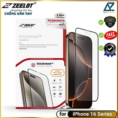 Miếng Dán Cường Lực Nhám Chống Vân Tay ZEELOT SOLIDsleek 2.5D ANTI GLARE cho iPhone 16/16 Plus/ 16 Pro/ iPhone 16 ProMax_ Hàng chính hãng