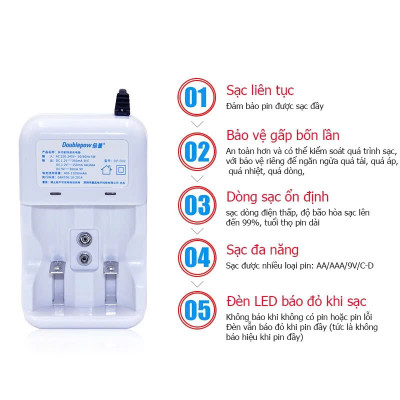 cách Sạc Mọi Loại PinAA-AAA, 9V, PinĐại Với Bộ Sạc Thông Minh Doublepow