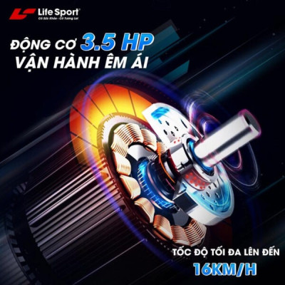 Máy Chạy Bộ Lifesport LS-4000 Plus, Máy Chạy Bộ Có Thảm Chạy Rộng Khả Năng Giảm Sóc Tuyệt Vời, Có Thế Tự Nâng Dốc