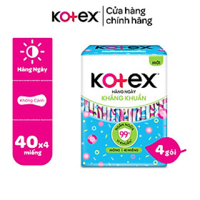 Combo 4 BVS Kotex Hàng Ngày Kháng Khuẩn Tự Nhiên 40X24